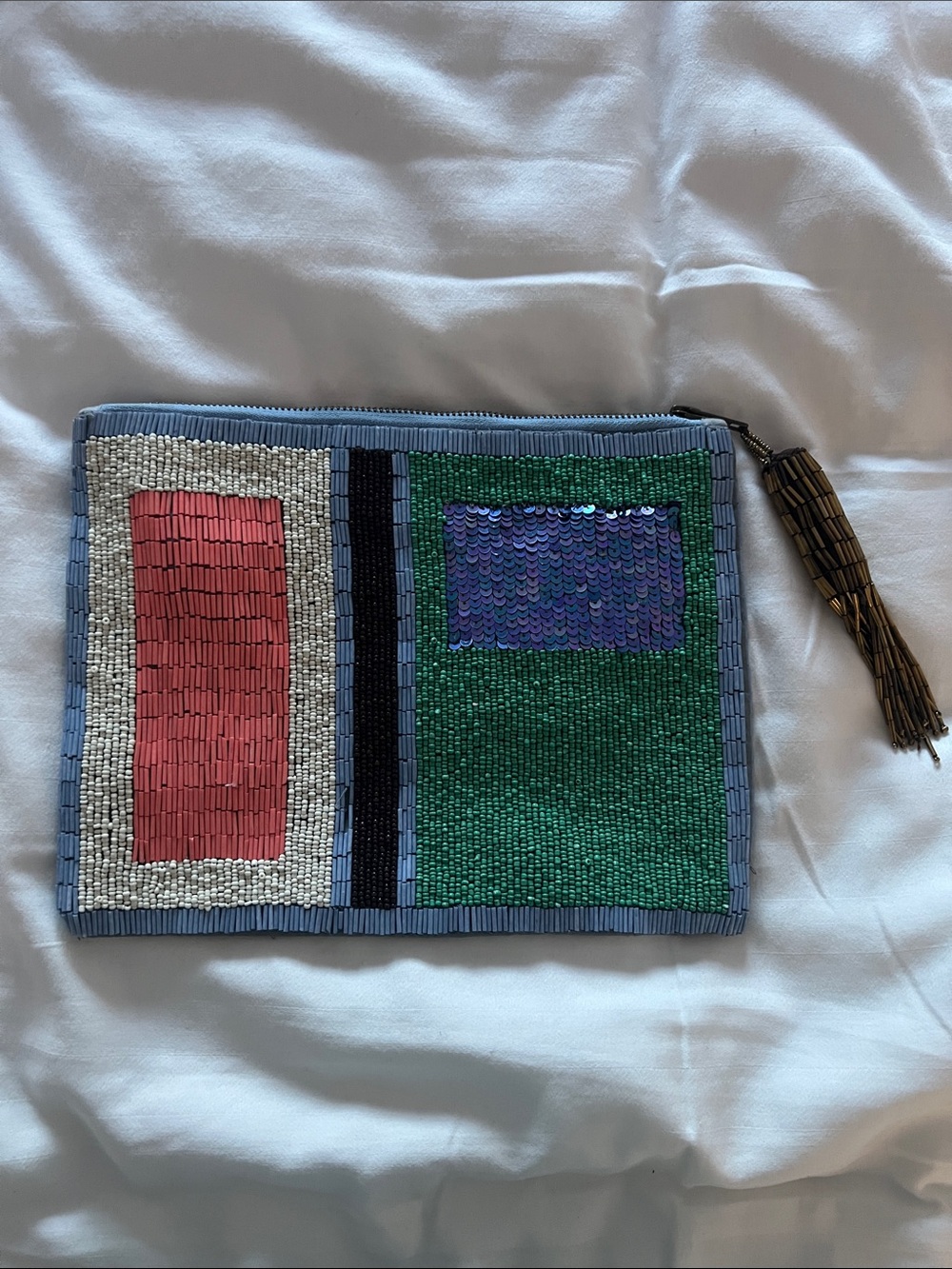 Jasper & Jeera Beaded Colorblock Zip Clutch